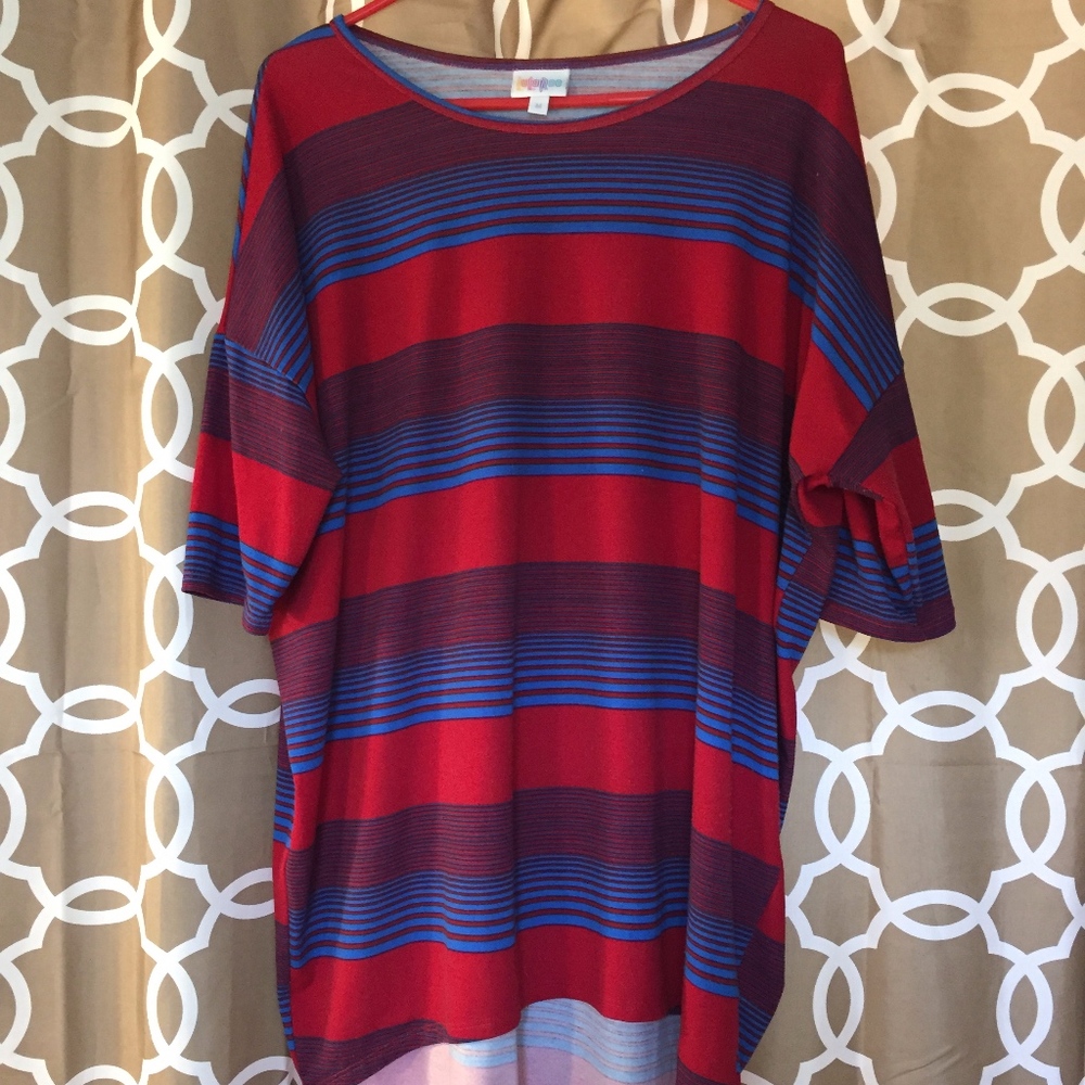 LuLaRoe Red and Blue Striped Irma